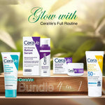 CeraVe 4-in-1 Skincare Kit: Night Cream, Sunblock, Cleanser & Serum for Radiant Skin